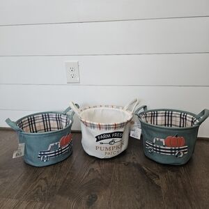 Farm Fresh Pumpkin Patch Decorative Baskets - Set of 3